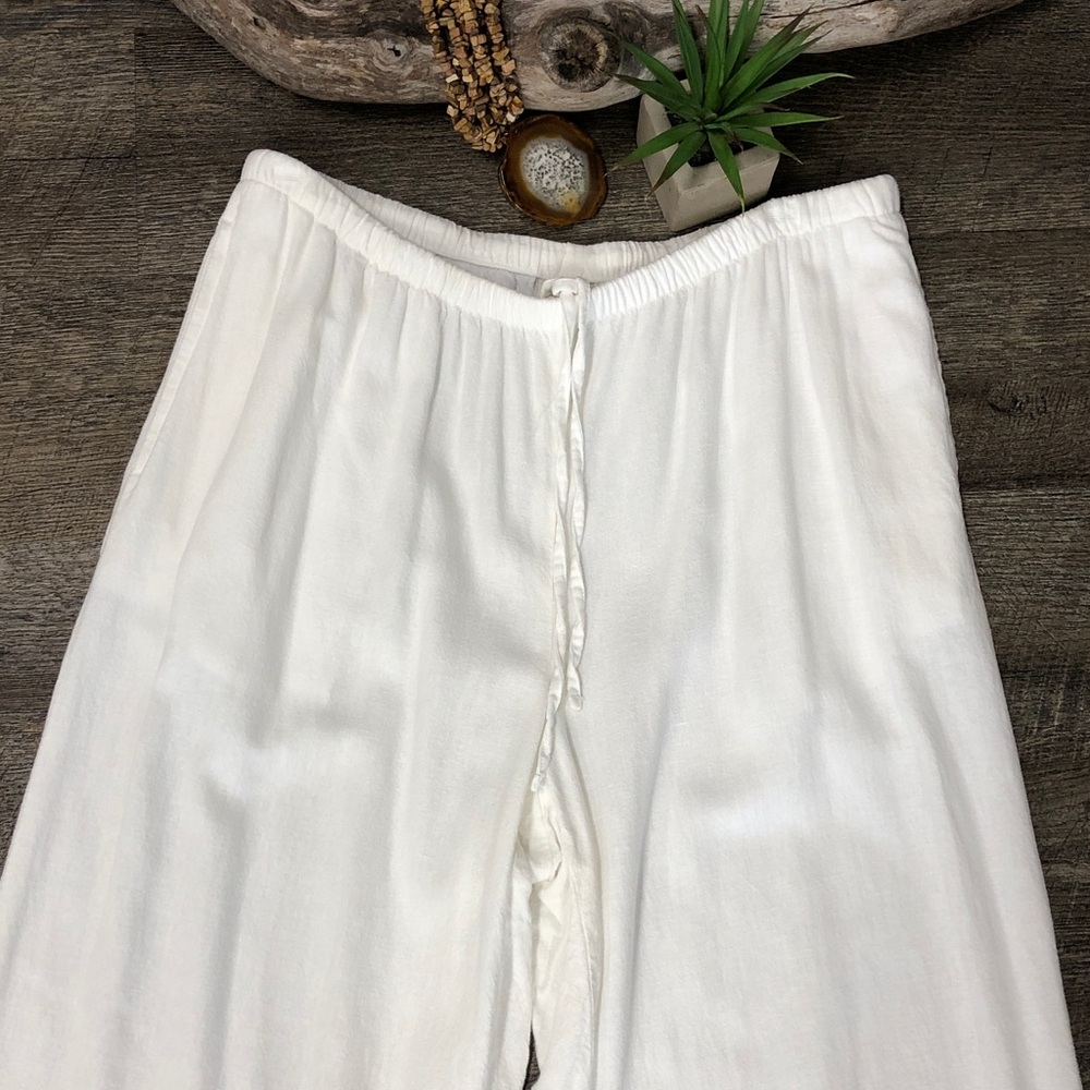 A New Day Linen Blend Wide Leg Pull On Pants with Drawstring Size Medium - Picture 2 of 8